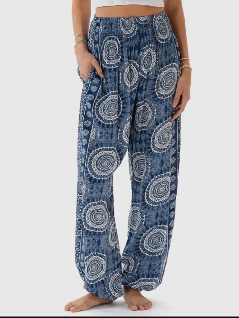 ComfortFit Women's Blue Printed Harem Pants